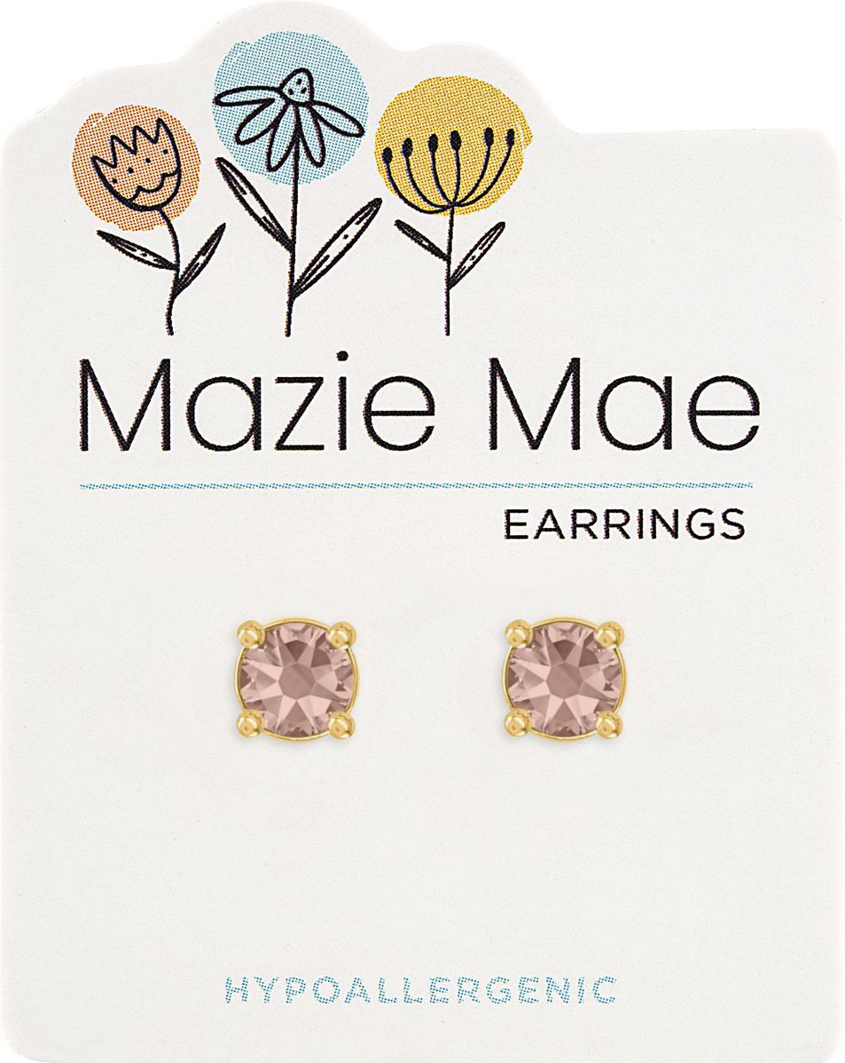 MAZIE MAE GOLD PINK STONE STUD EARRINGS