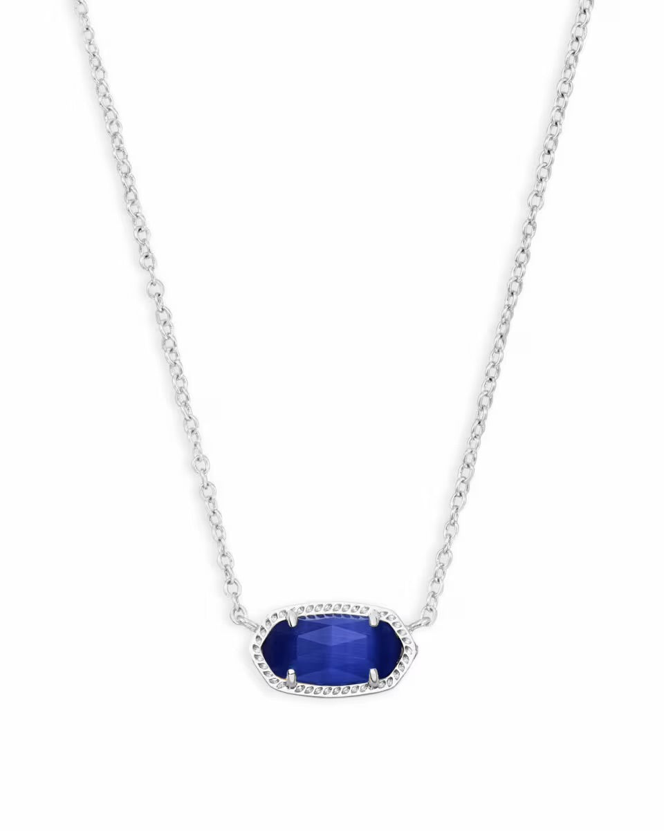 ELISA SILVER PENDANT NECKLACE COBALT CAT EYE