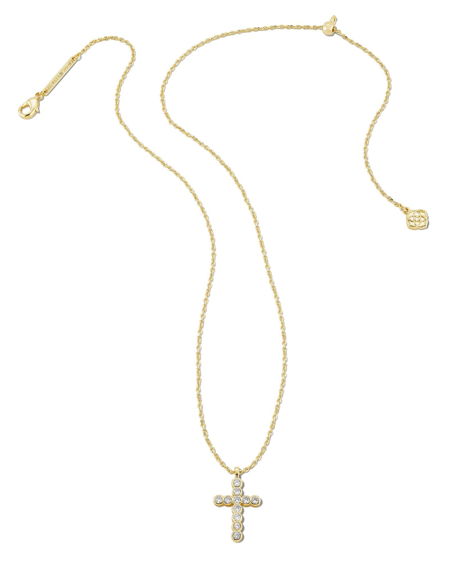 KENDRA SCOTT CROSS CRYSTAL PENDANT NECKLACE GOLD WHITE CRYSTAL