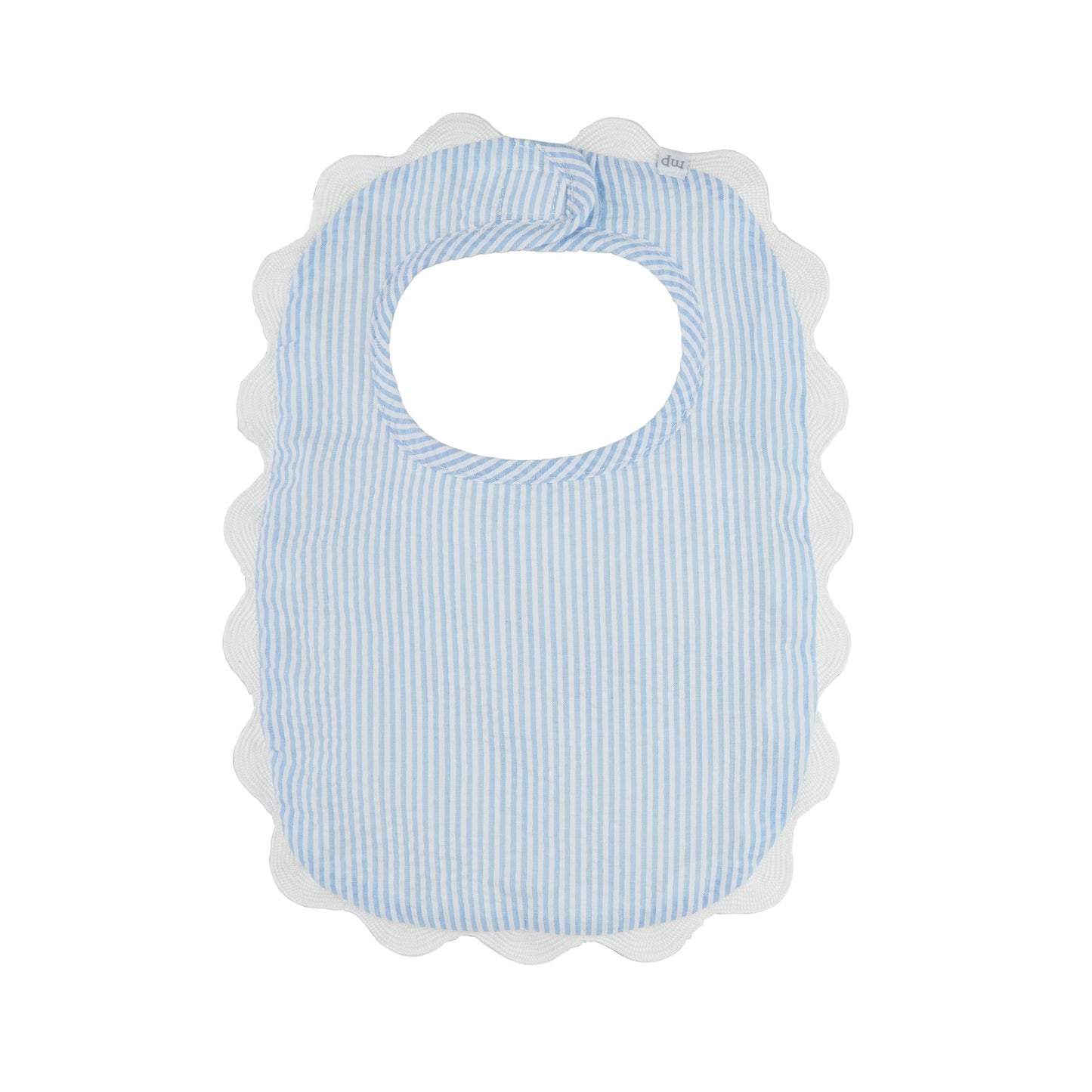 Mud Pie Blue Seersucker Scallop Bib
