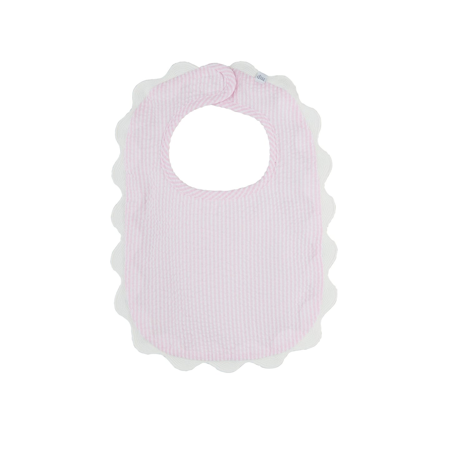 Mud Pie Pink Seersucker Scallop Bib