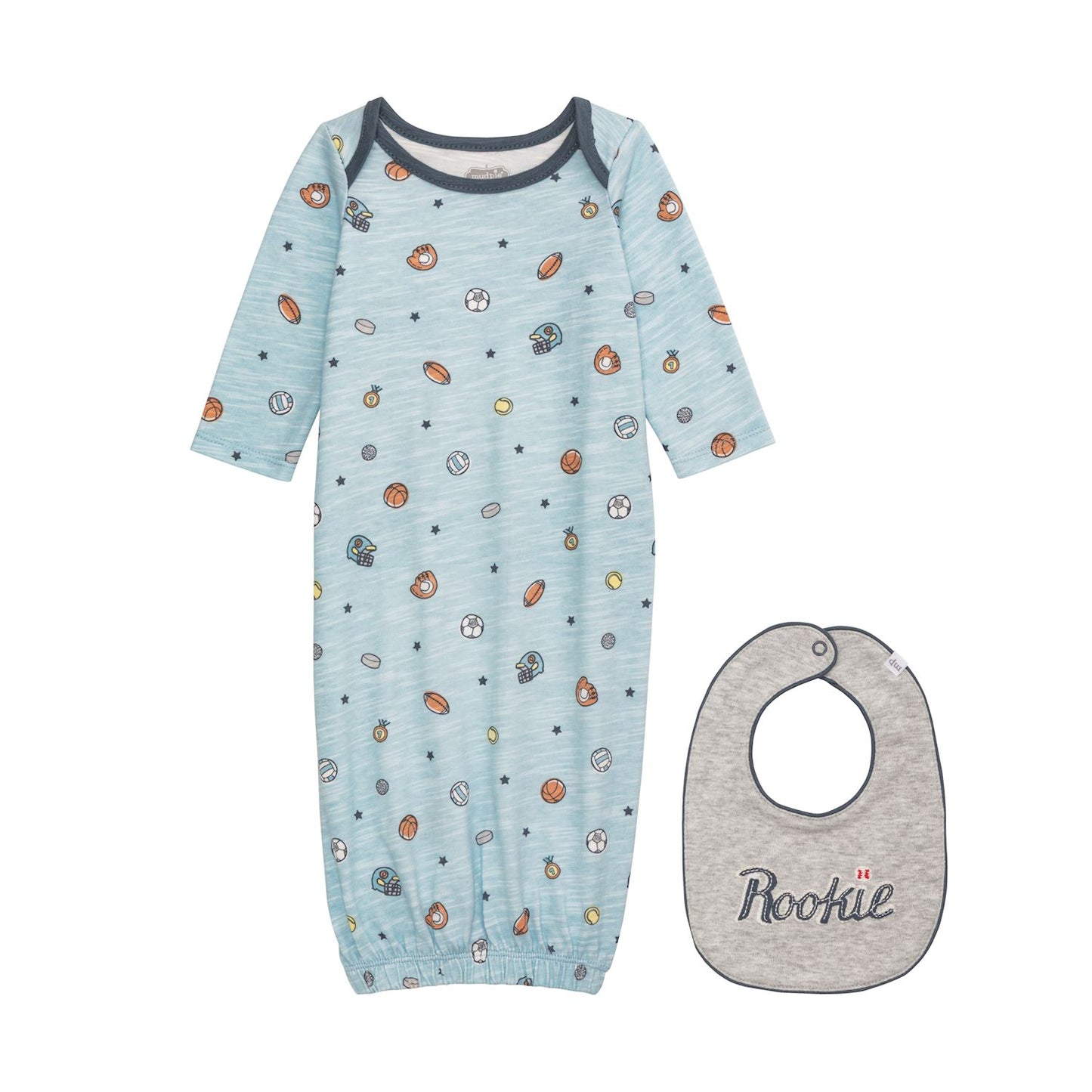 Mud Pie Mixed Sports Gown & Bib Set