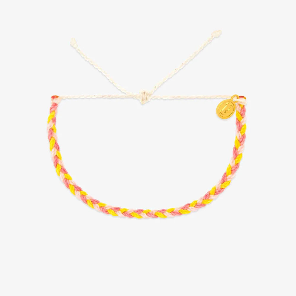 PURAVIDA PINK YELLOW BRAIDED BRACELET