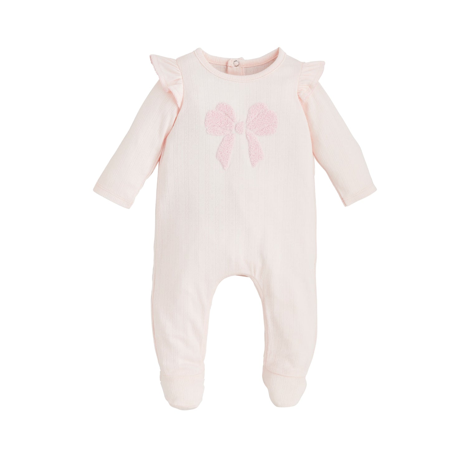 Mud Pie Pink Boucle Bow Sleeper
