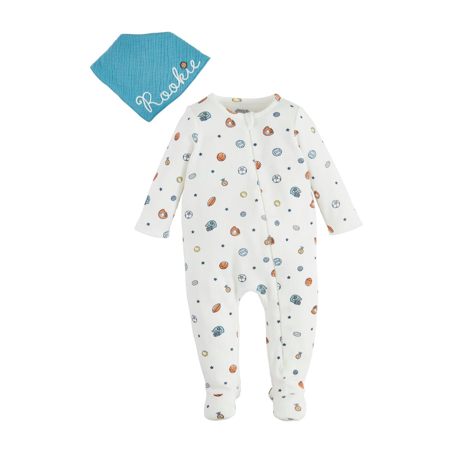 Mud Pie Sports Print Sleeper & Bib Set