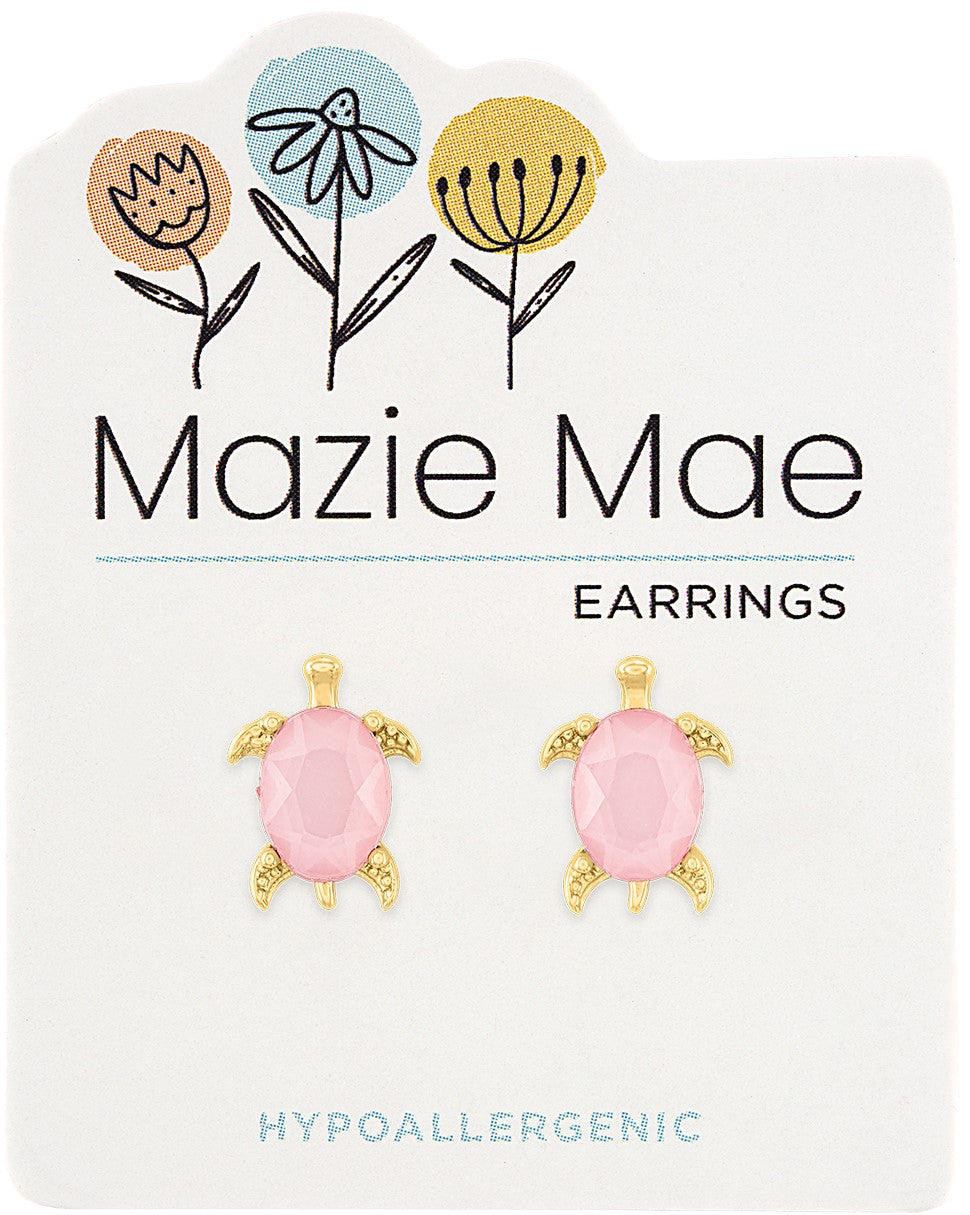 MAZIE MAE GOLD PINK TURTLE EARRINGS
