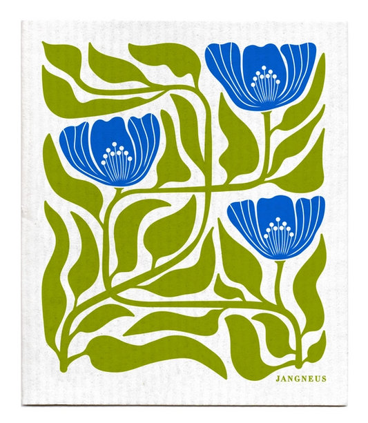 JANGNEUS GREEN/BLUE FLOWER SWEDISH DISHCLOTH