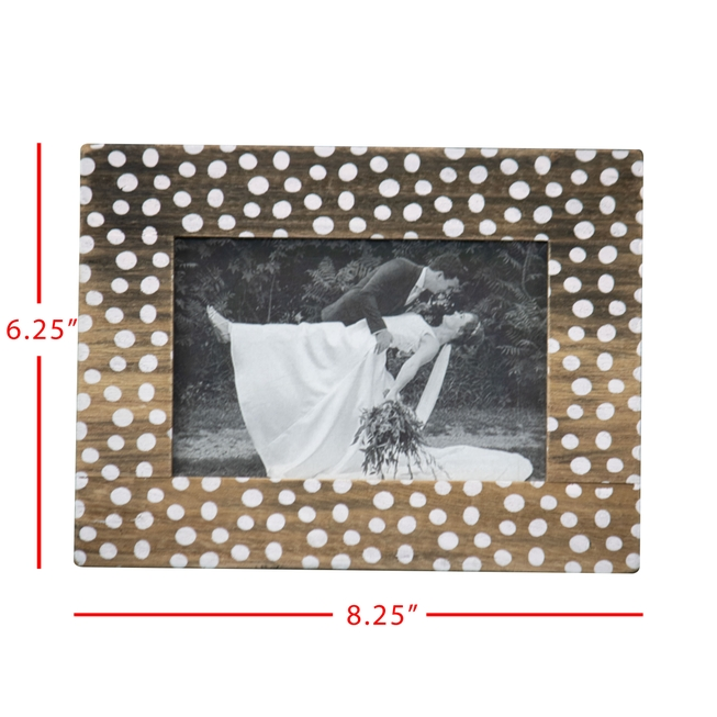 BETTINA WHITE POLKA DOT 4X6 PICTURE FRAME