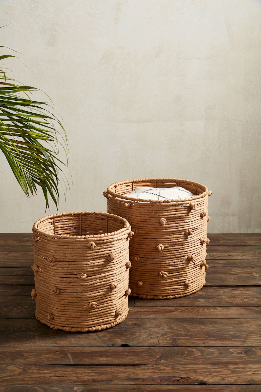 MUD PIE NATURAL ROPE KNOT BASKET SET