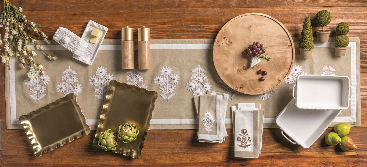 Mud Pie Burl Wood & Brass Salt & Pepper Grinder Set