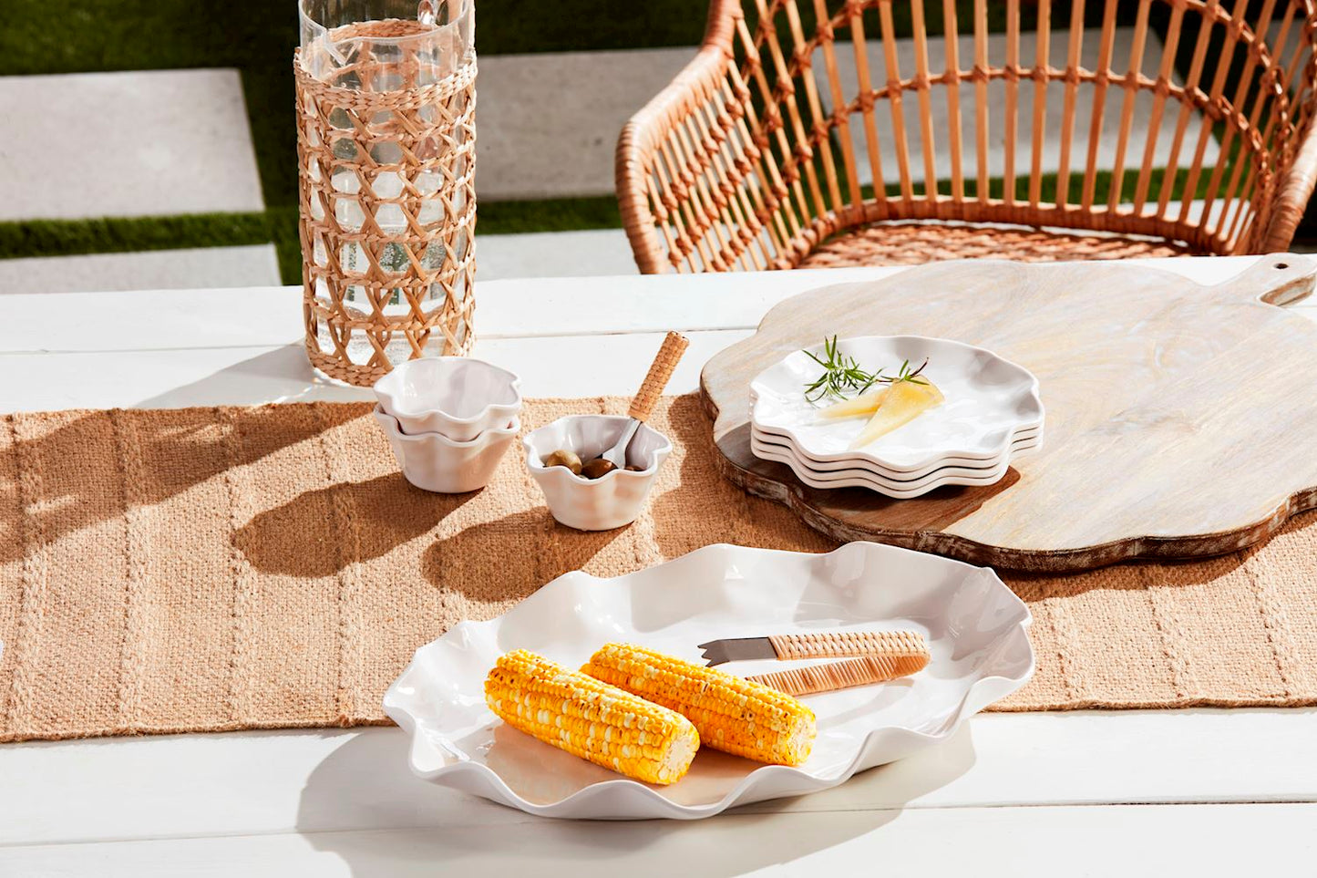 Mud Pie Ruffle Melamine Platter Set