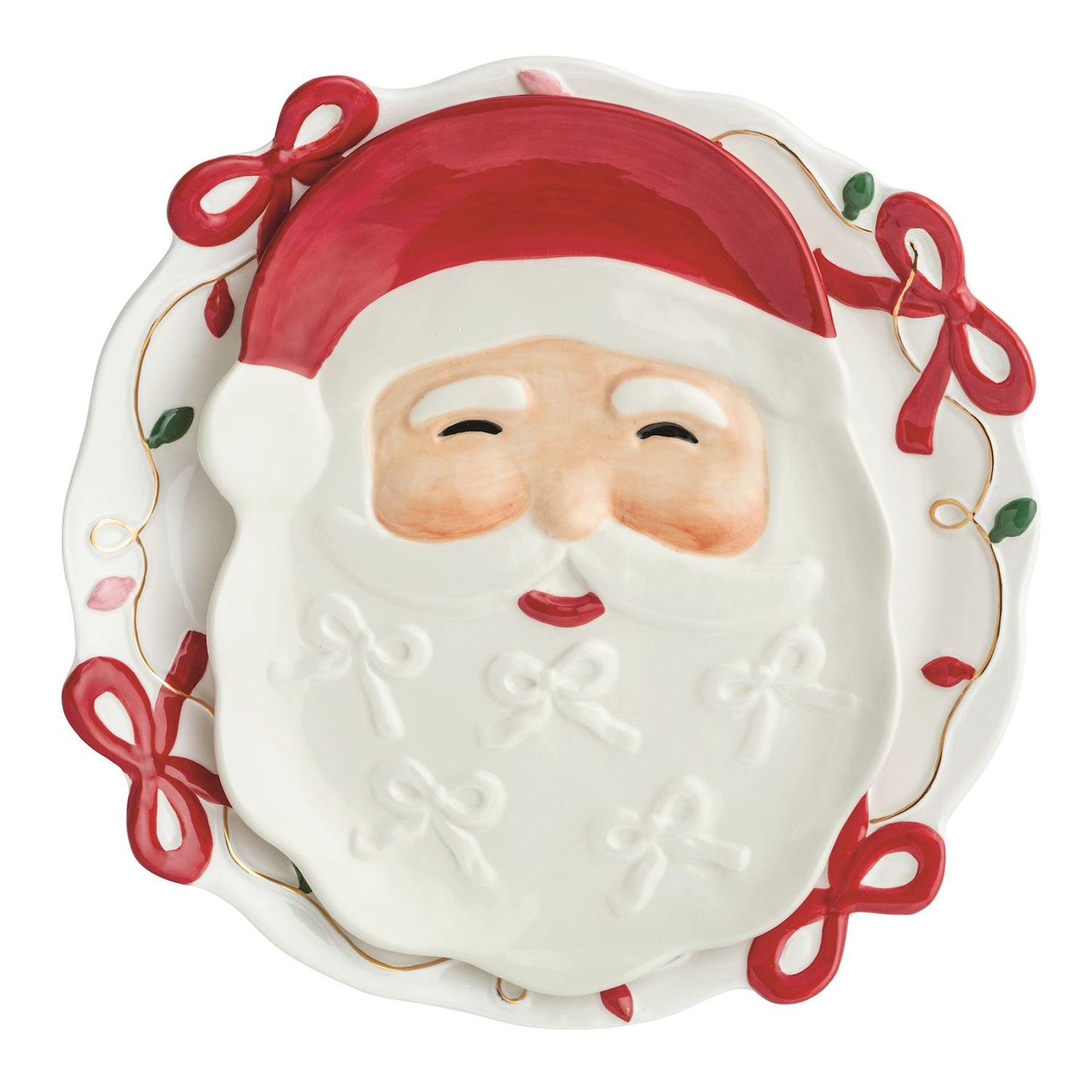 Mud Pie Santa Bow Platter Set