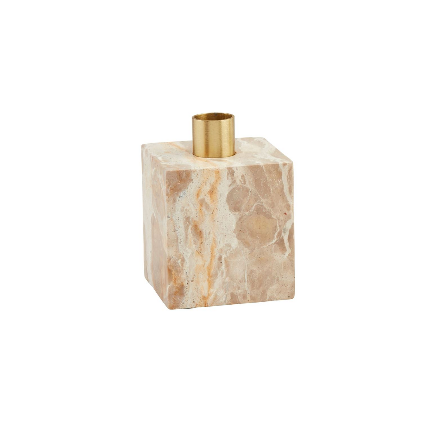 MUD PIE TAN CUBE MARBLE TAPER HOLDER