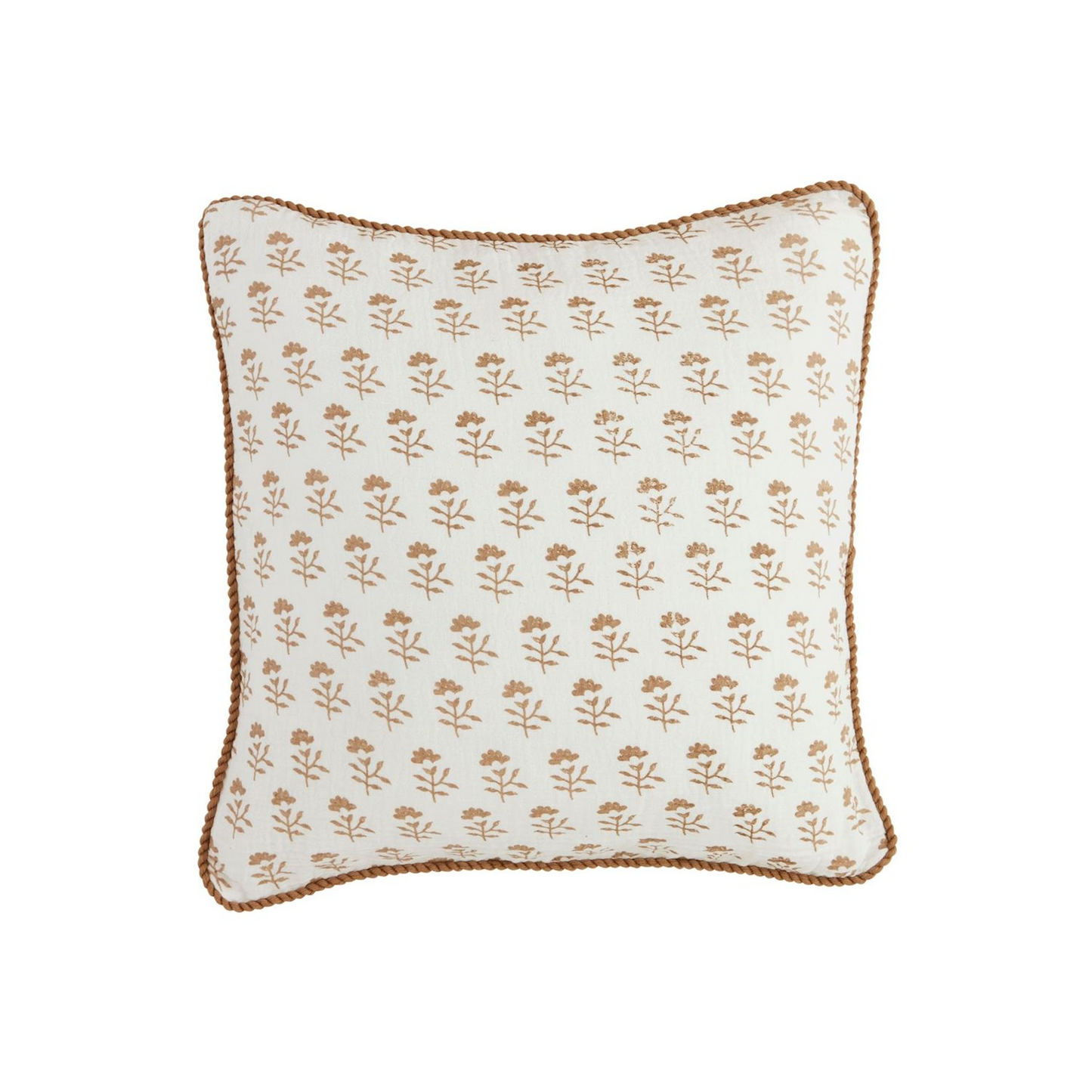 MUD PIE SQUARE NEUTRAL BLOCK PRINT PILLOW