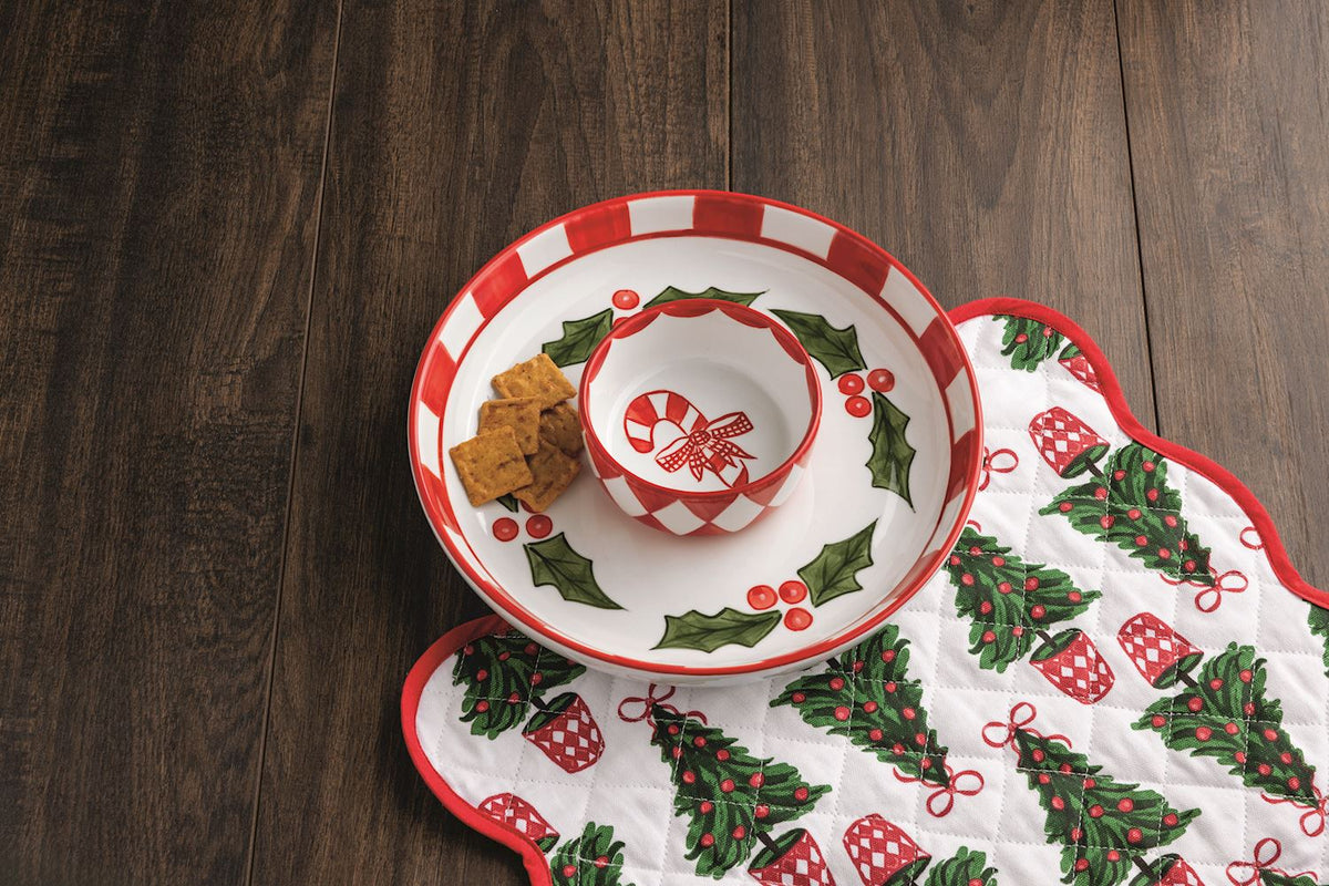 Mud Pie Holly Chip & Dip Set