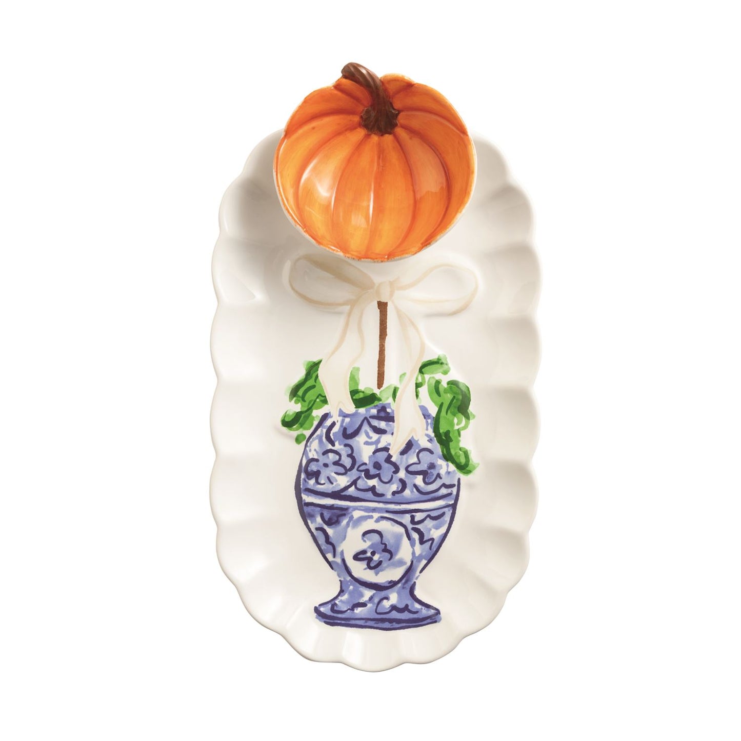 Mud Pie Pumpkin Topiary Tray & Tidbit Set