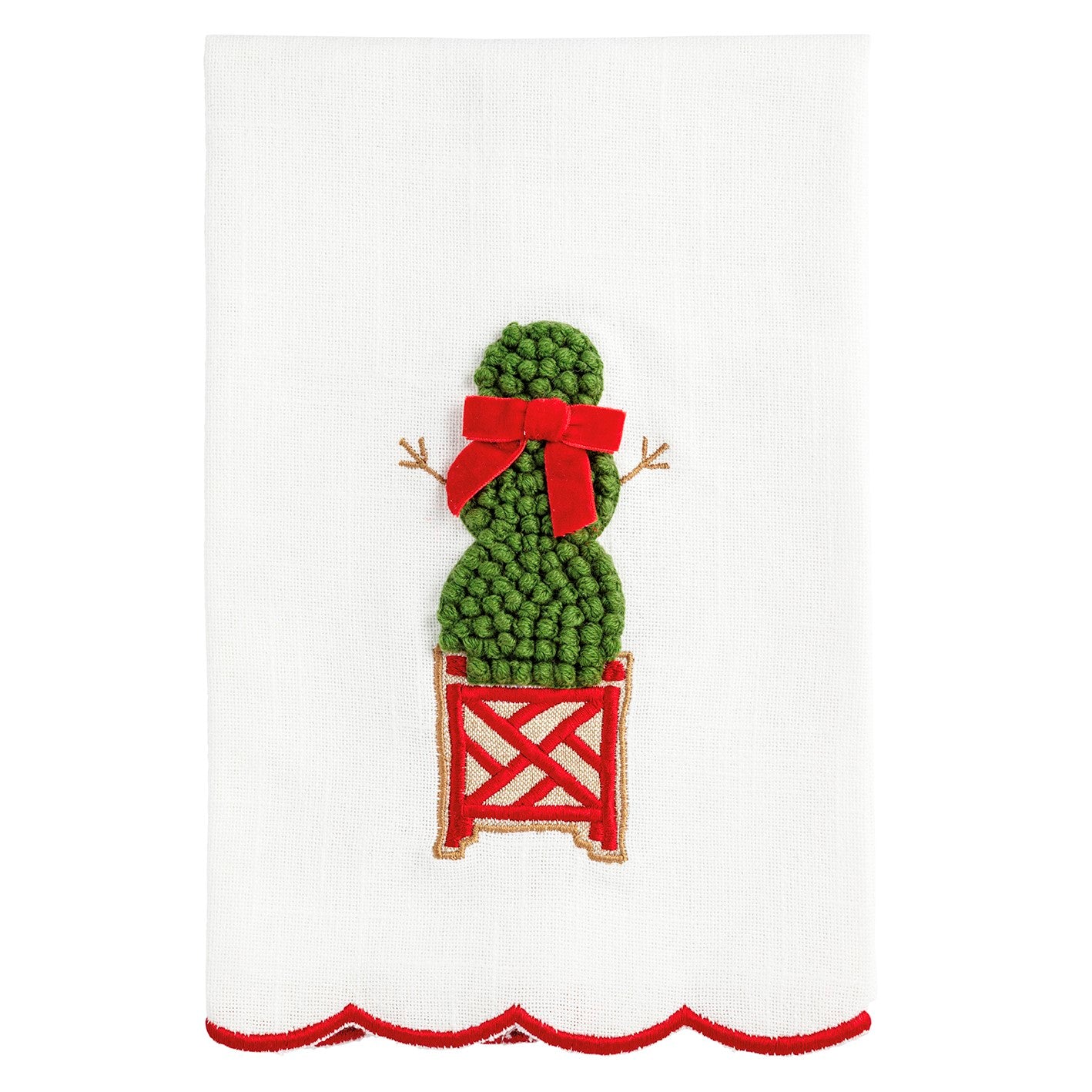 Mud Pie Snowman Tree Topiary Towel