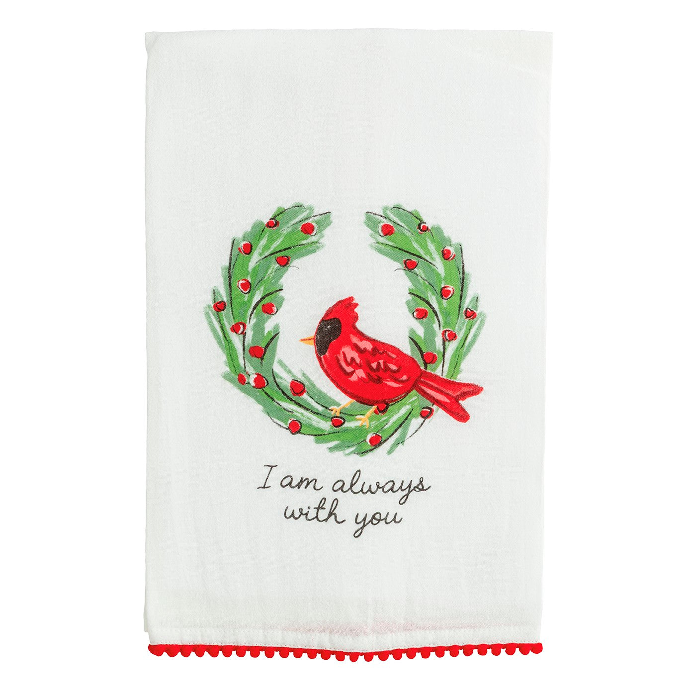 Mud Pie Always With You Cardinal Pom Towel