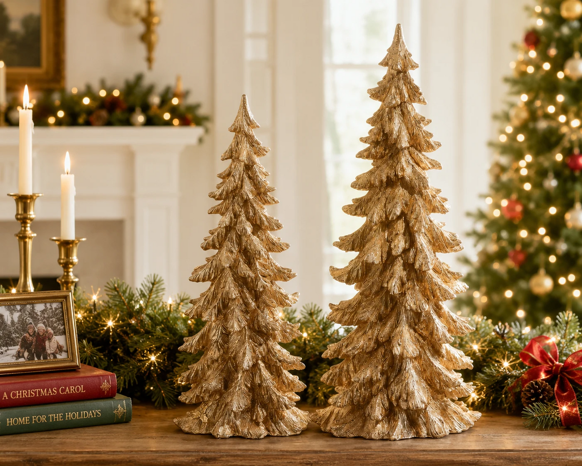 22.25" Gold Trees Set of 2