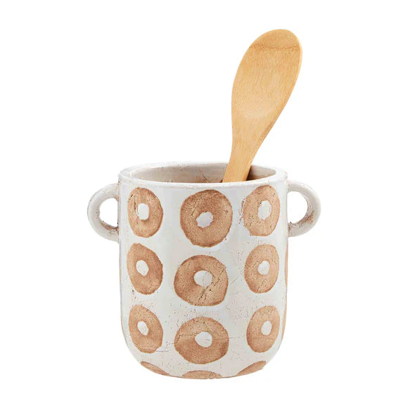 Mud Pie White Dot Utensils Holder