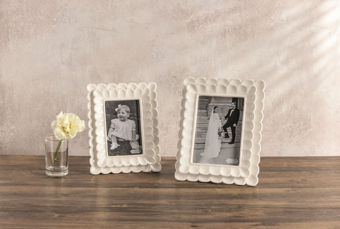 Mud Pie Large White Scalloped Frame