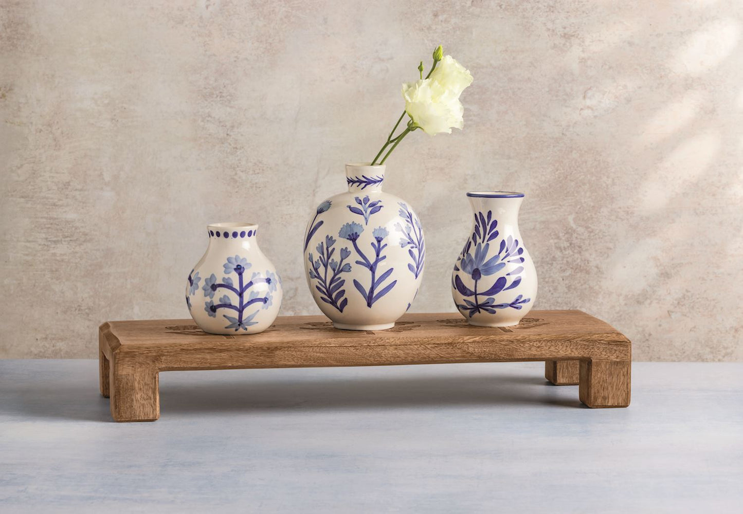 Mud Pie Large Blue Floral Bud Vase