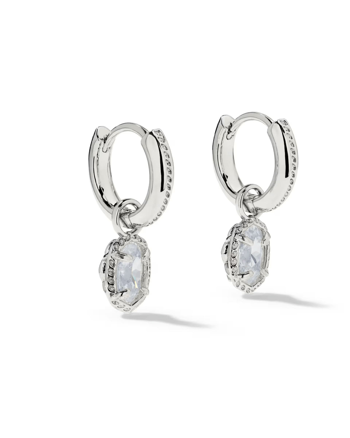 Kendra Scott Mini Elisa Luxe Huggie Silver White Earrings