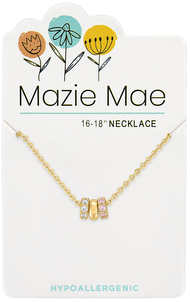 Mazie Mae Gold Trio CZ Wheel Charm Necklace