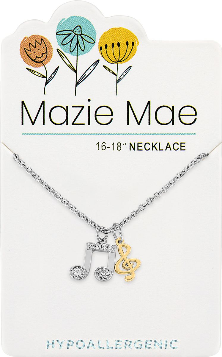 MAZIE MAE SILVER AND GOLD MUSIC NOTE NECKLACE