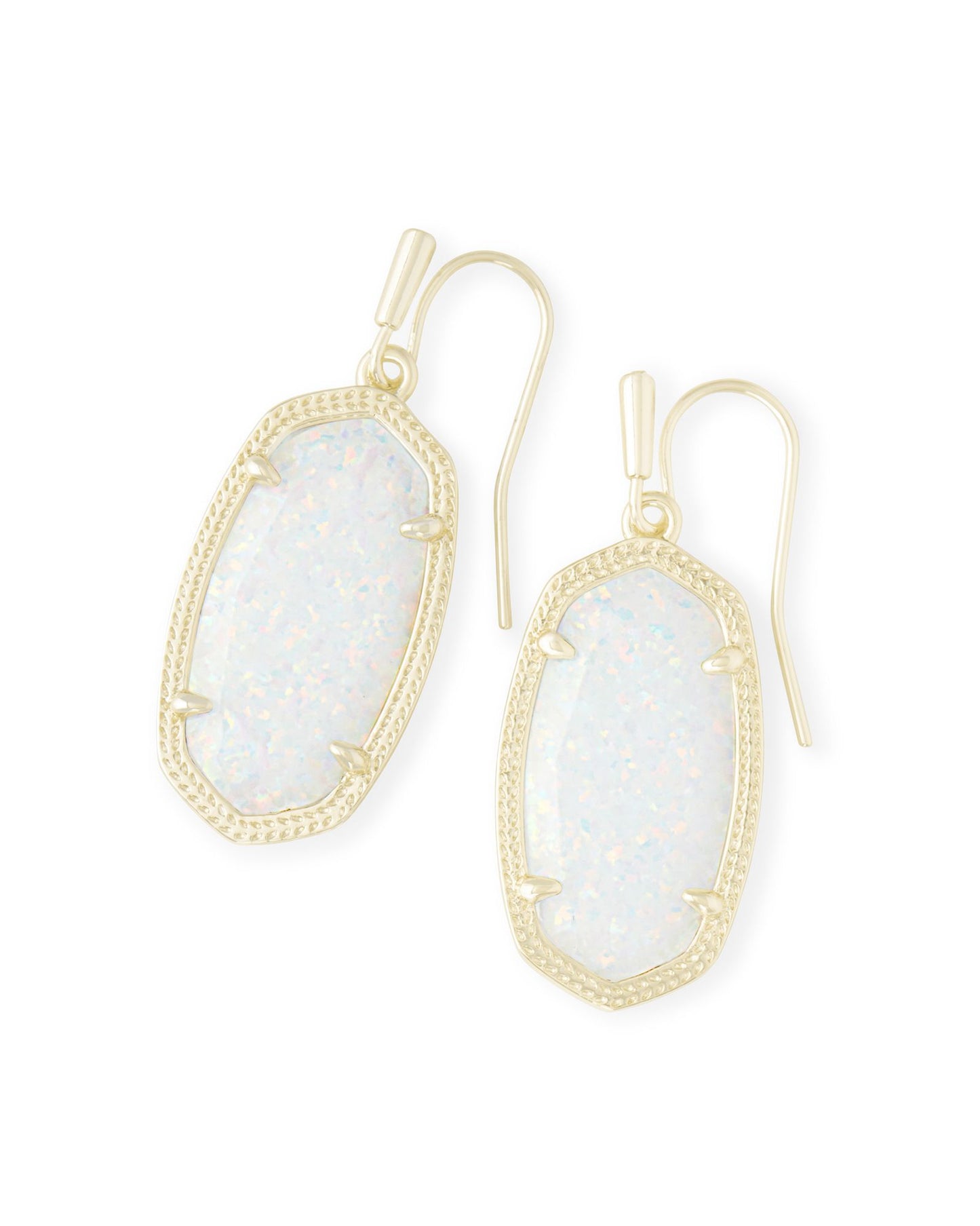 KENDRA SCOTT DANI DROP EARRINGS GOLD WHITE OPAL
