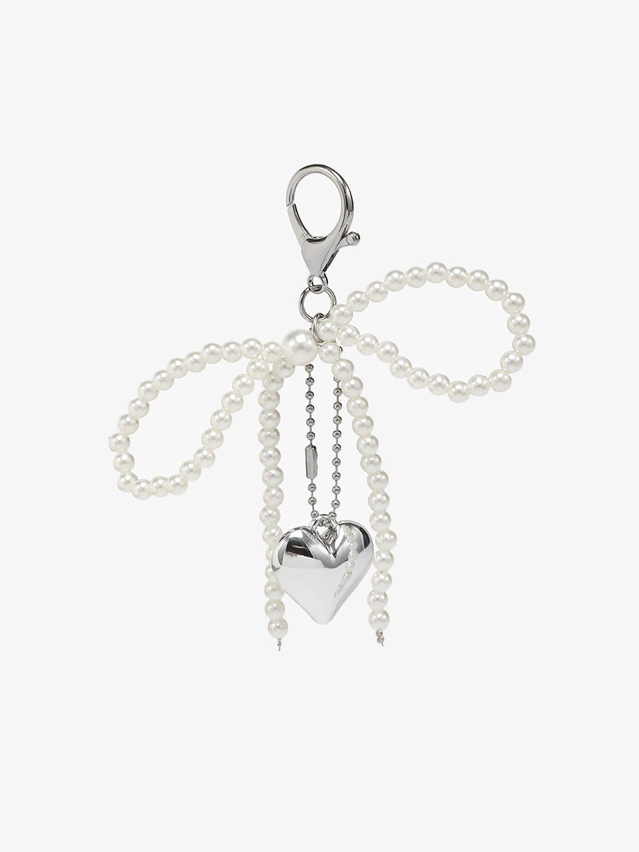 Jen & Co. Beaded Bag Charm White Bow
