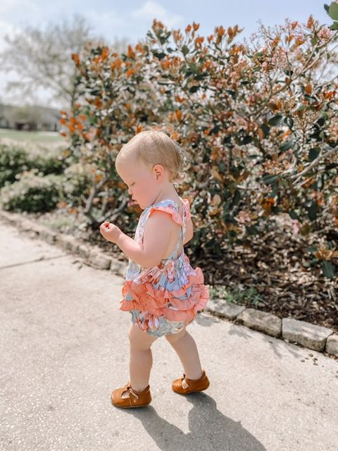 PINK & BLUE FLORAL BUBBLE ROMPER