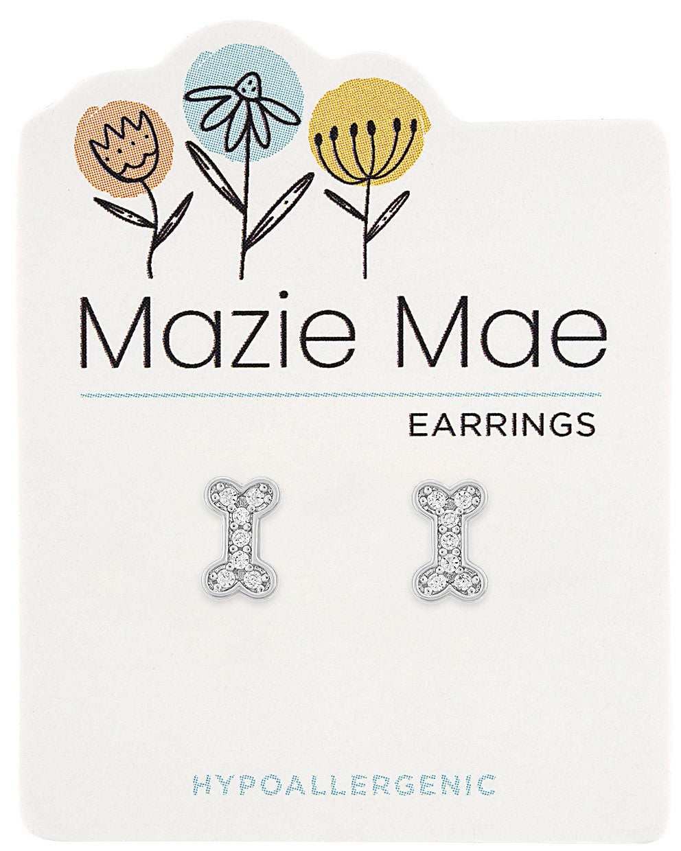 MAZIE MAE SILVER DOG BONE EARRINGS