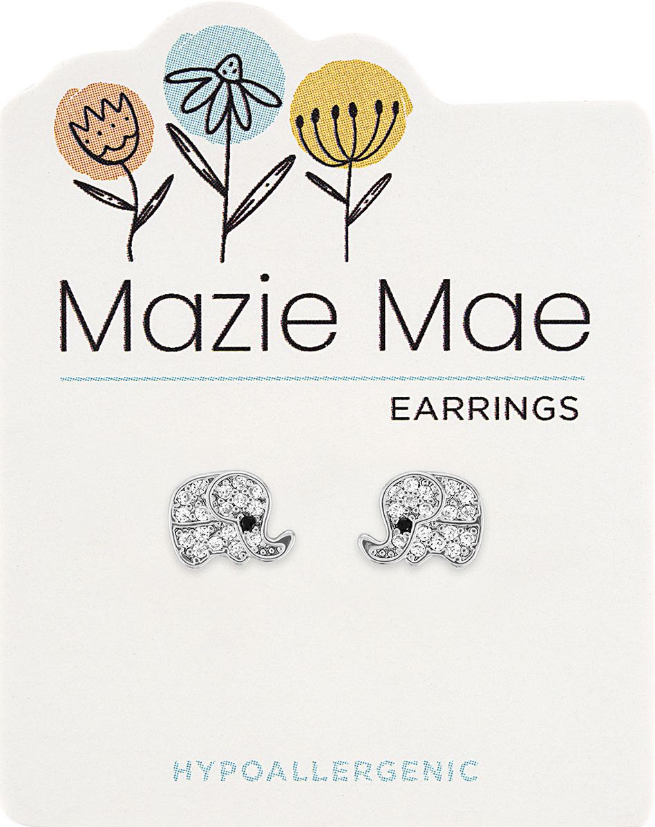 MAZIE MAE SILVER ELEPHANT EARRINGS