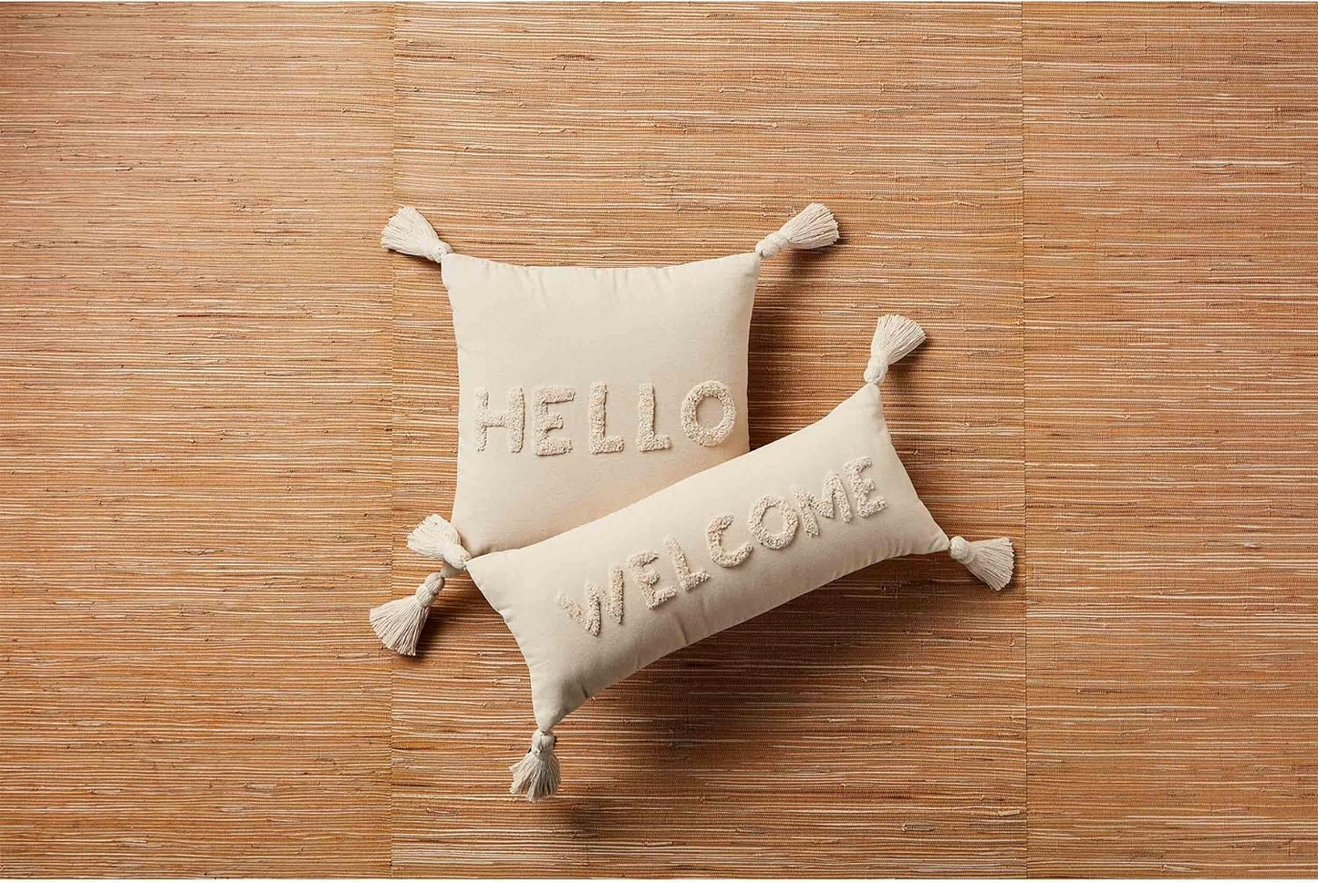 MUD PIE SQUARE TUFTED HELLO PILLOW