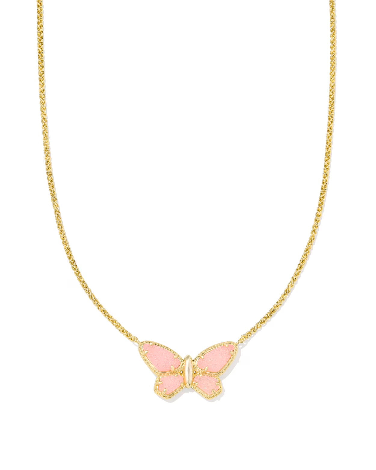 Kendra Scott Dolly Parton Gold Light Pink Drusy Butterfly Necklace