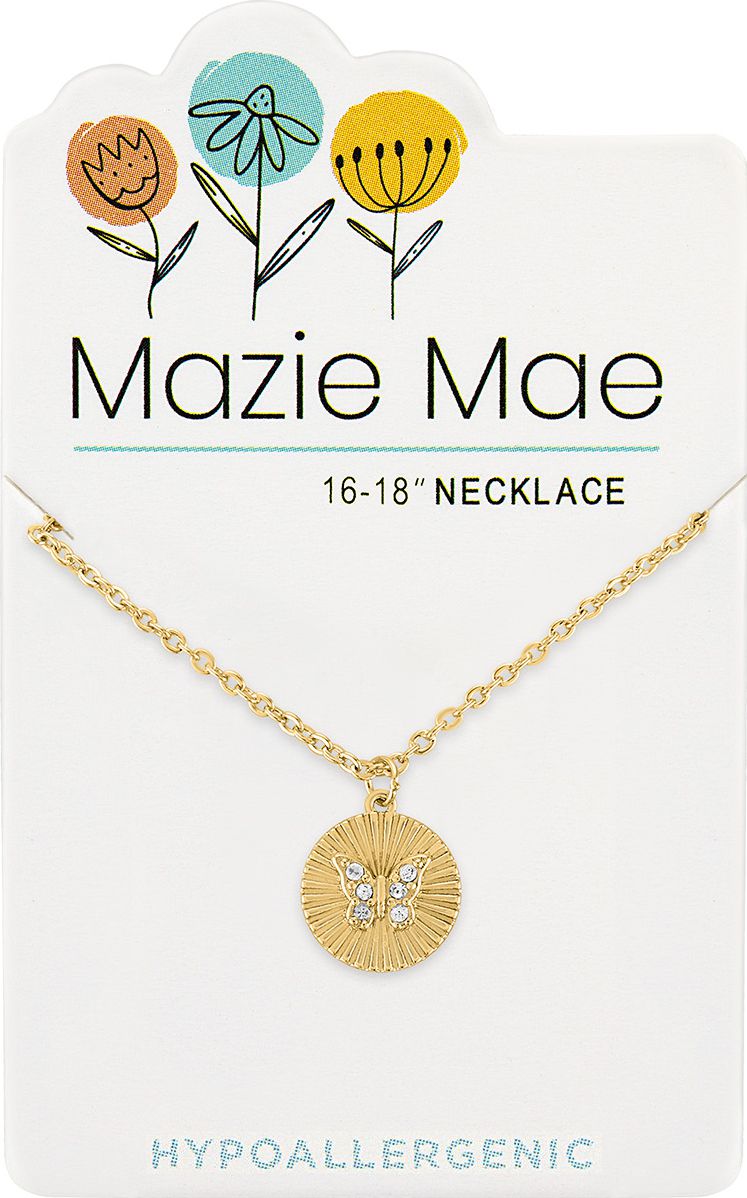 Mazie Mae Gold Butterfly Disc Necklace