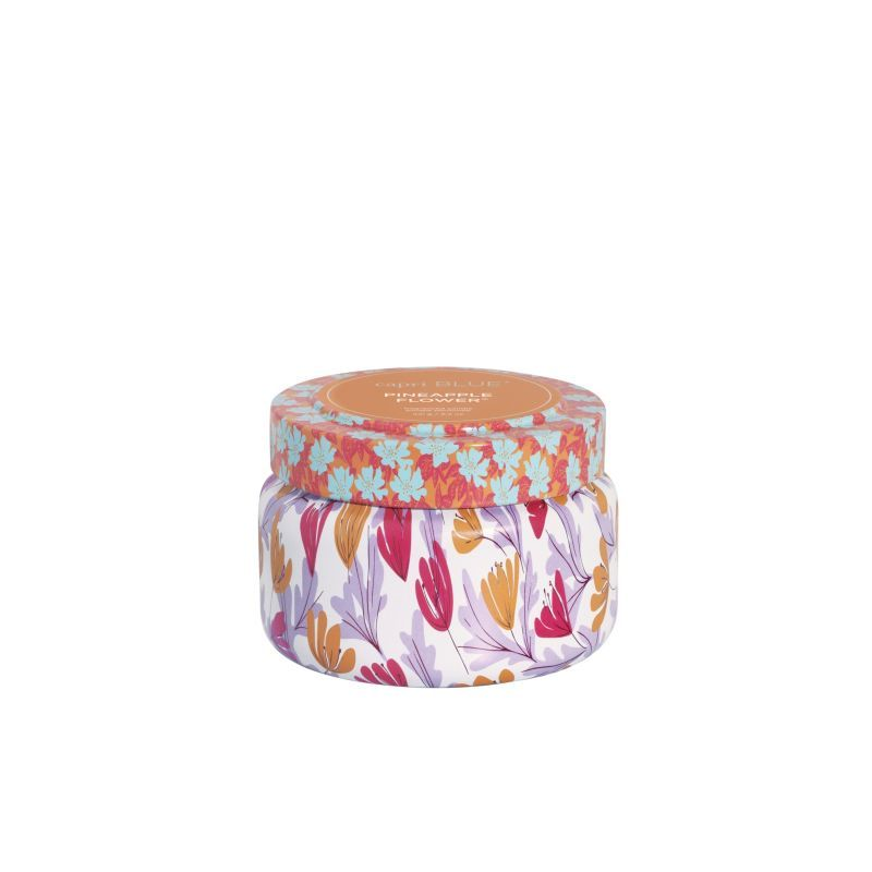 PINEAPPLE FLOWER PATTERN PLAY PRINTED TRAVEL TIN, 8.5 oz