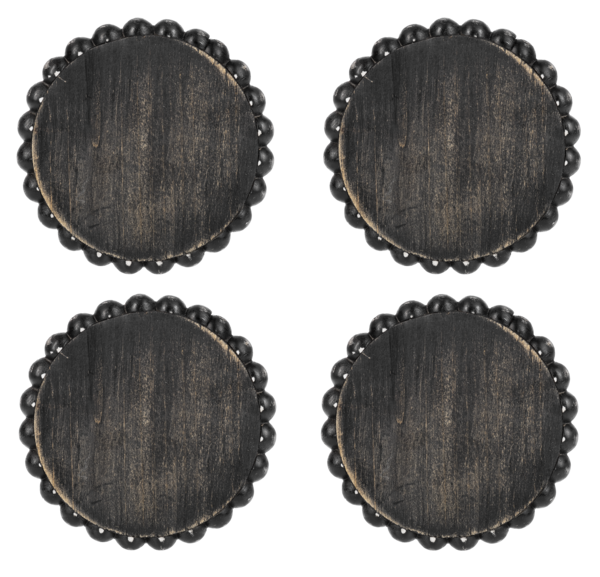 Blackwash Round Wood Beaded Coaster (4 pc. set)