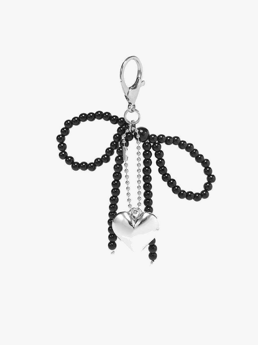 Jen & Co. Beaded Bag Charm Black Bow