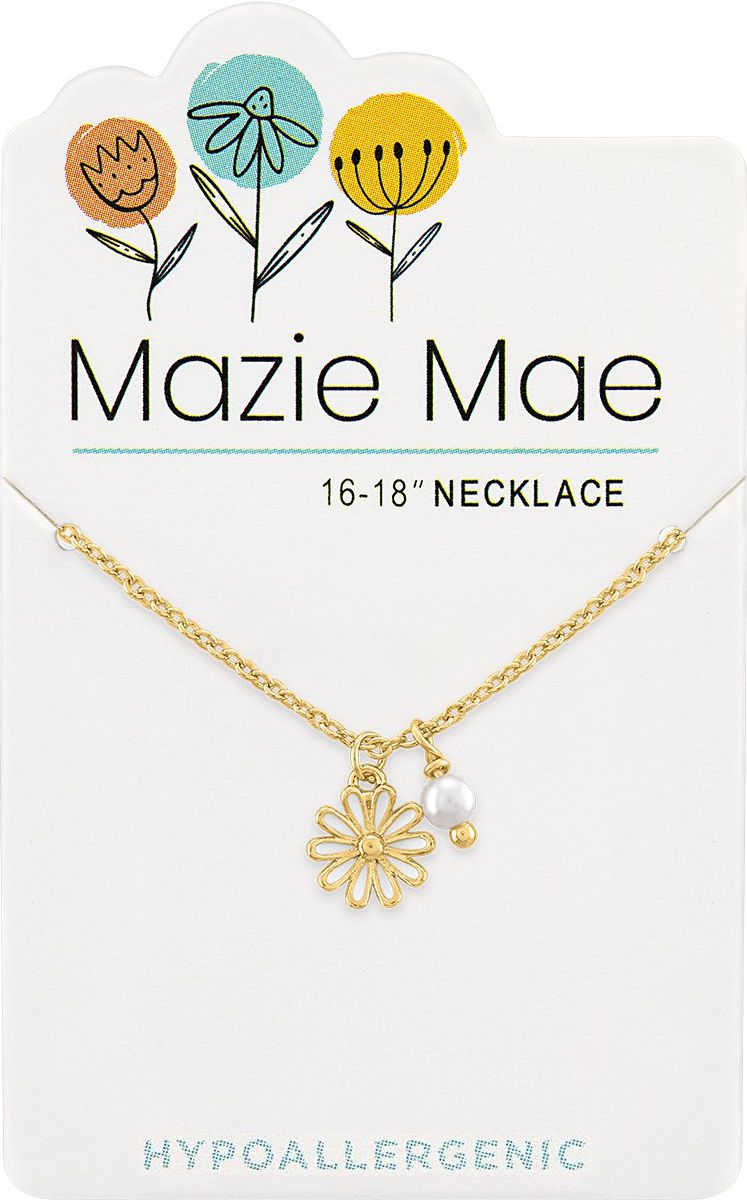 Mazie Mae Gold Flower and Pearl Necklace