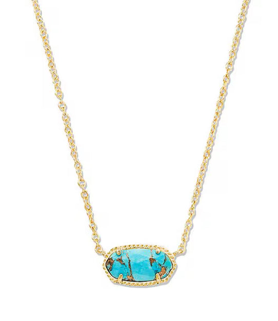 Kendra Scott Necklace Gold Bronze Veined Turquoise