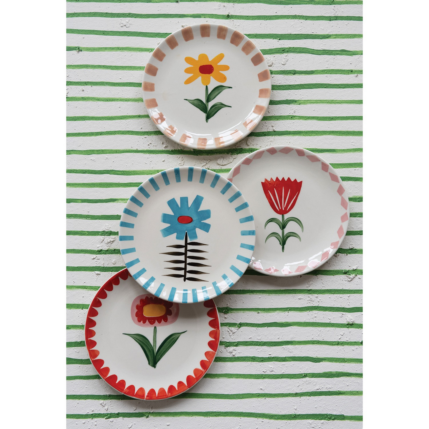 Stoneware Plate Flowers