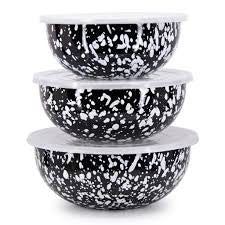 GOLDEN RABBIT BLACK SWIRL MIXING BOWLS