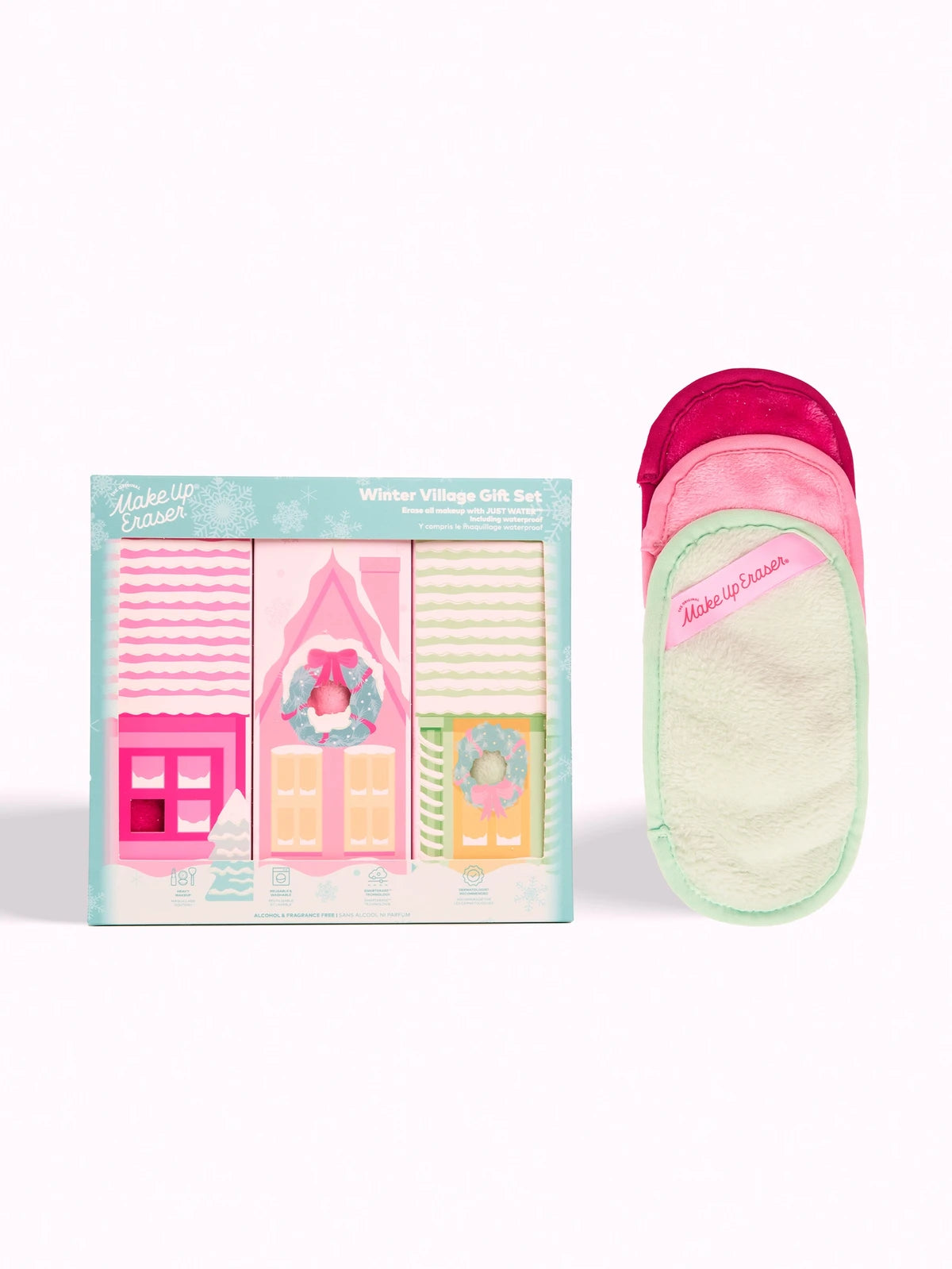 WINTER VILLAGE 3 PIECE MAKEUP ERASER GIFT SET