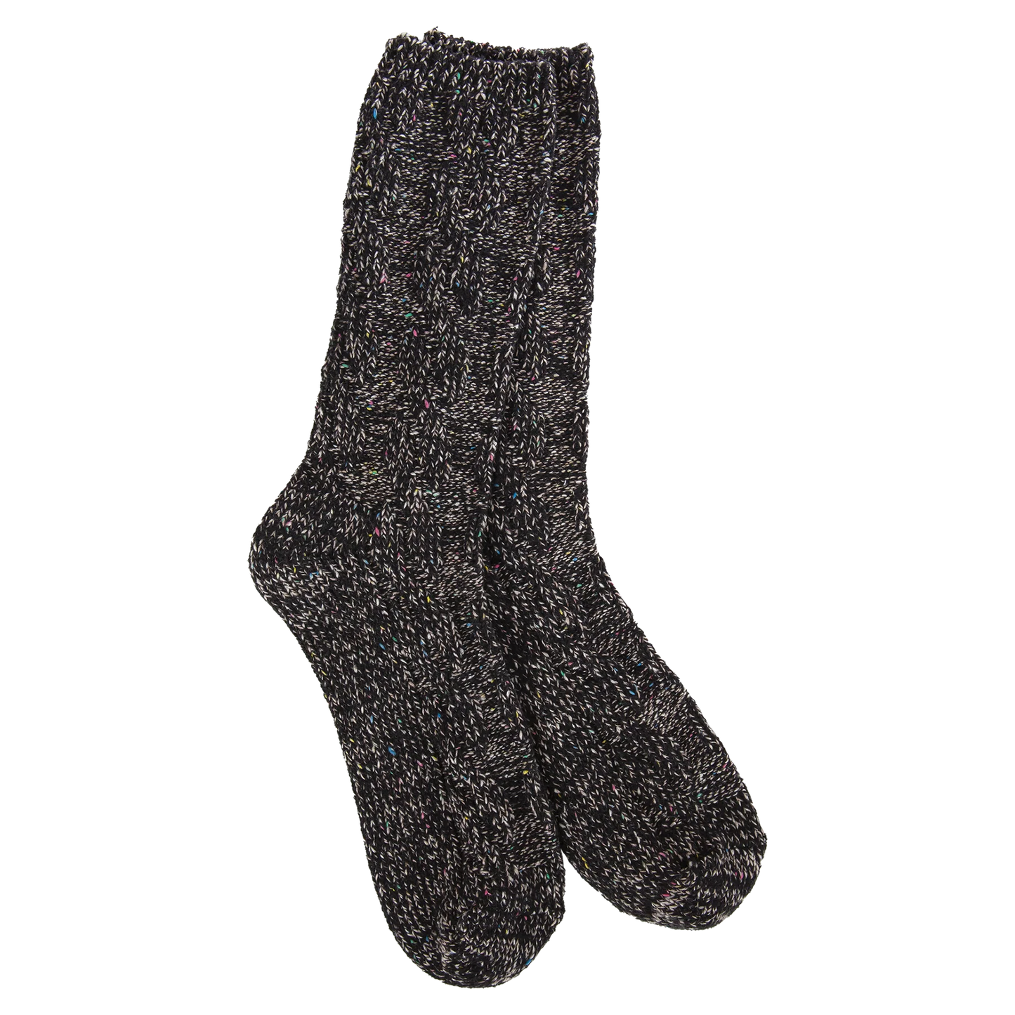 WORLDS SOFTEST SOCKS LONG BLACK WITH PINK ORANGE TEAL