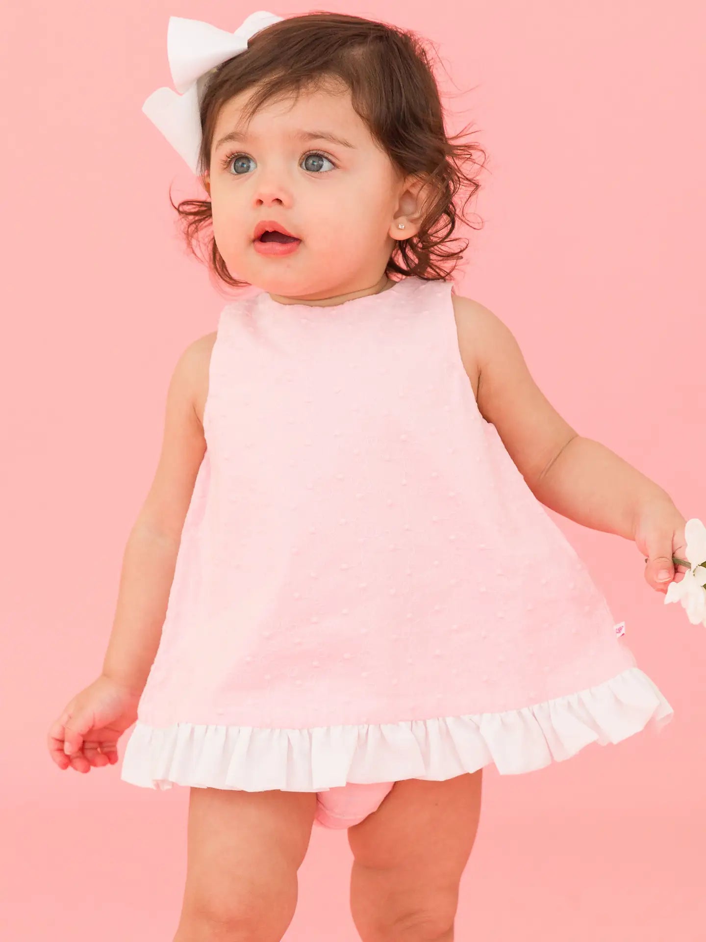 Rufflebutts Pink & White Swiss Dot Swing Top & Bloomer Set 18-24 Months