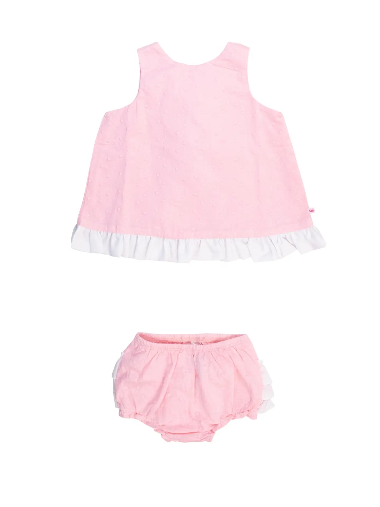 Rufflebutts Pink & White Swiss Dot Swing Top & Bloomer Set 18-24 Months