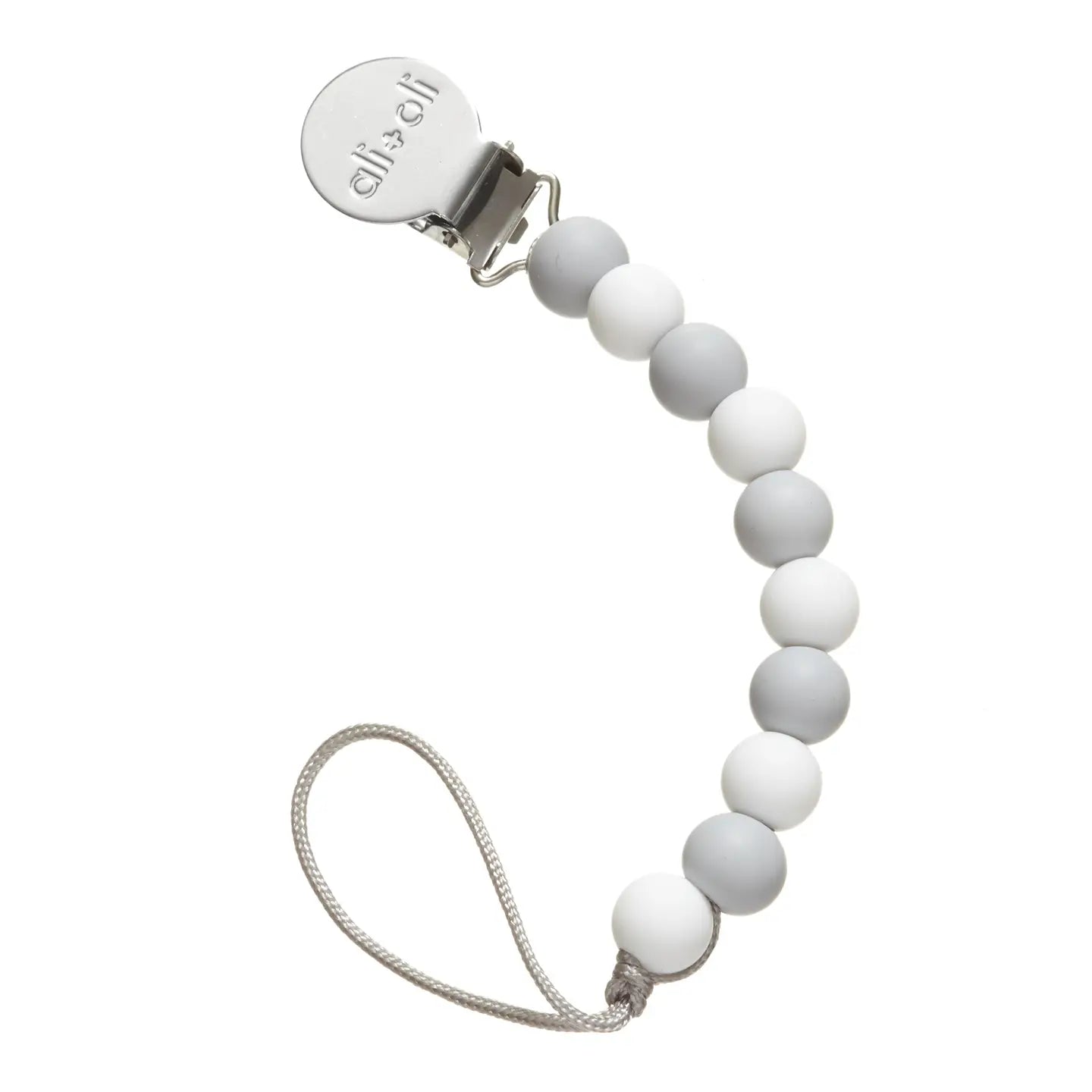 Ali+Oli Silicone Pacifier Clip (Grey-White)
