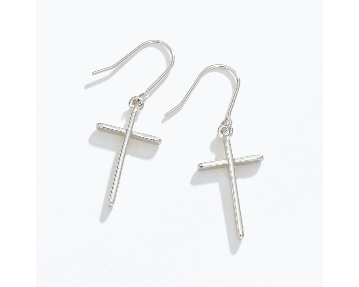 PERIWINKLE SILVER CROSS EARRINGS